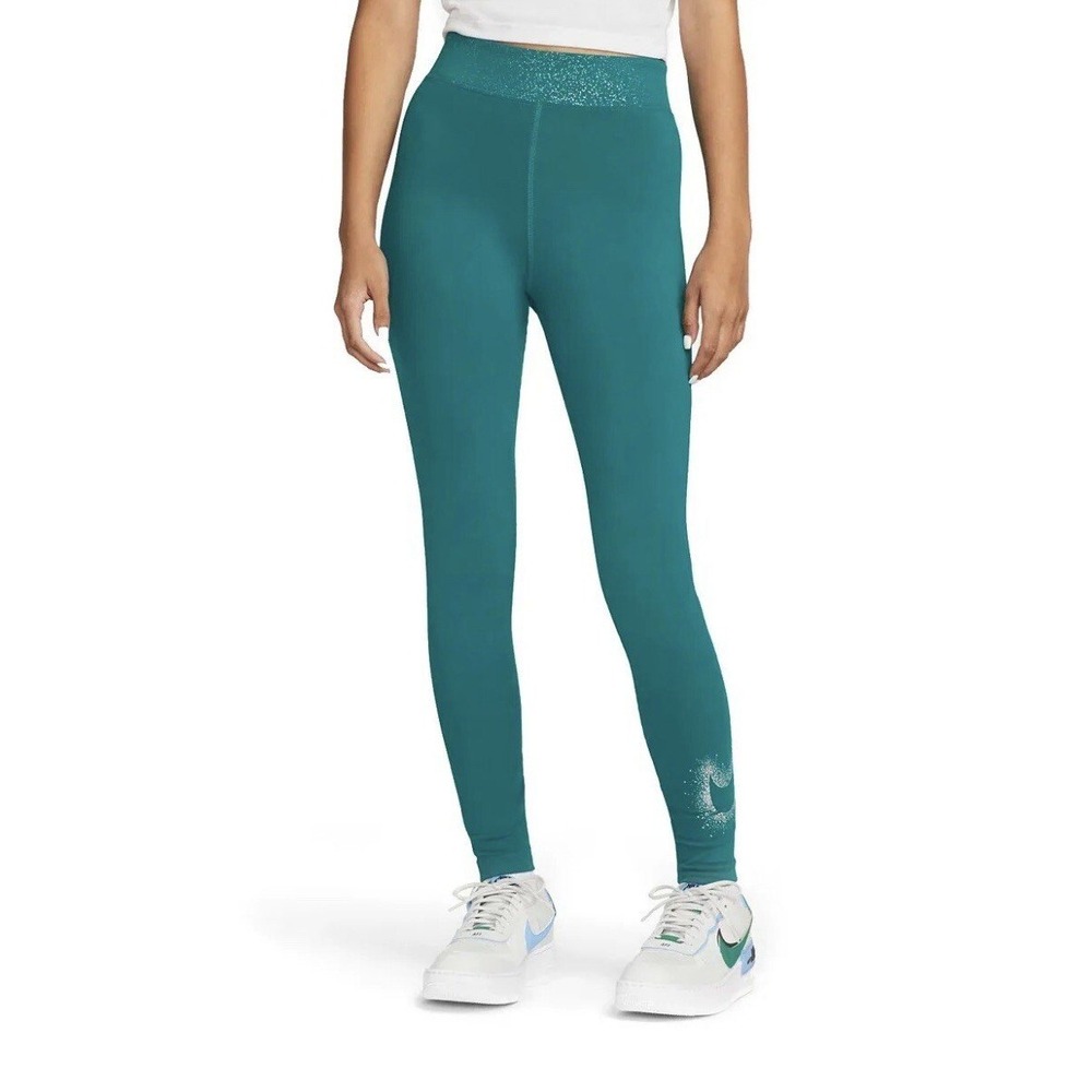 Nike Womens Plus 2X Bright Spruce Teal Stardust High Waisted FullLength Leggings